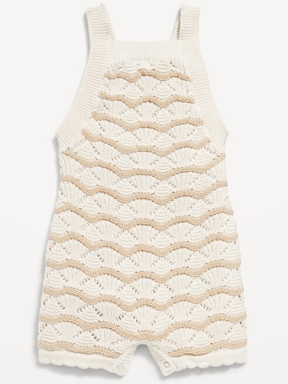 Old Navy Cream and Tan Knit Baby One-Piece Romper